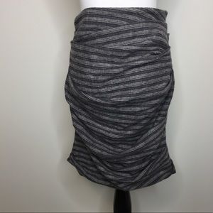 Yigal Azrouel Gray Stripe Ruched Wool Skirt | 3